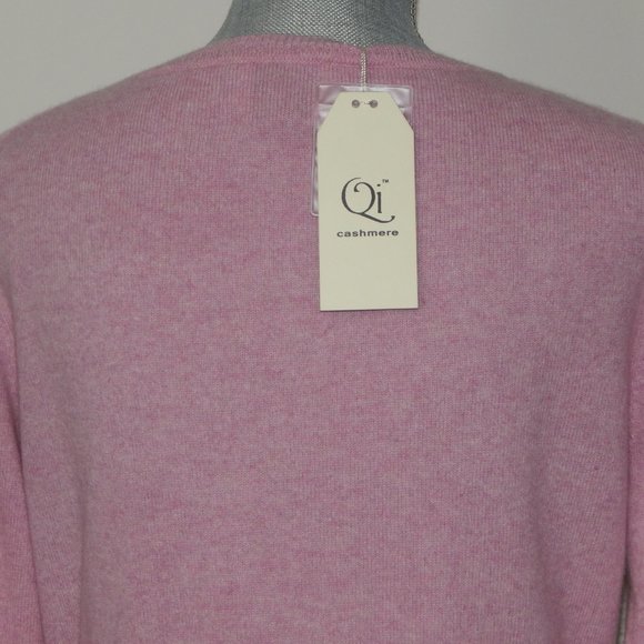 Qi CASHMERE V-NECK PULLOVER SWEATERDUSTY ROSE LG